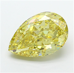 Picture of Lab Grown Diamond 7.05 Carats, Pear with  Cut, Fancy Intense Yellow Color, VVS2 Clarity and Certified by IGI