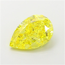 Picture of Lab Grown Diamond 1.67 Carats, Pear with  Cut, Fancy Vivid Yellow Color, VVS1 Clarity and Certified by IGI