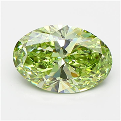 Picture of Lab Grown Diamond 2.57 Carats, Oval with  Cut, Fancy Vivid Green Color, VS2 Clarity and Certified by IGI