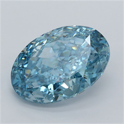 Picture of Lab Grown Diamond 2.36 Carats, Oval with  Cut, Fancy Vivid Blue Color, VVS2 Clarity and Certified by IGI