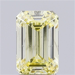 Picture of Lab Grown Diamond 1.62 Carats, Emerald with  Cut, Fancy Intense Yellow Color, VS2 Clarity and Certified by IGI