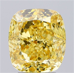 Picture of Lab Grown Diamond 2.84 Carats, CUSHION MODIFIED with  Cut, Fancy Vivid Yellow Color, VVS2 Clarity and Certified by IGI