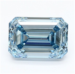 Picture of Lab Grown Diamond 2.14 Carats, Emerald with  Cut, Fancy Vivid Blue Color, VS2 Clarity and Certified by IGI