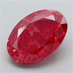 Picture of Lab Grown Diamond 5.08 Carats, Oval with  Cut, Fancy Vivid Pink Color, VS1 Clarity and Certified by IGI