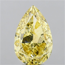 Picture of Lab Grown Diamond 5.03 Carats, Pear with  Cut, Fancy Intense Yellow Color, VS1 Clarity and Certified by IGI