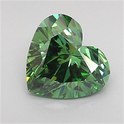Picture of Lab Grown Diamond 1.29 Carats, Heart with  Cut, Fancy Vivid Green Color, VVS2 Clarity and Certified by IGI
