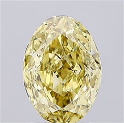 Picture of Lab Grown Diamond 2.04 Carats, Oval with  Cut, Fancy Vivid Yellow Color, VS1 Clarity and Certified by IGI