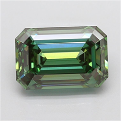 Picture of Lab Grown Diamond 5.02 Carats, Emerald with  Cut, Fancy Vivid Green Color, VVS2 Clarity and Certified by IGI