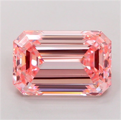 Picture of Lab Grown Diamond 5.01 Carats, Emerald with  Cut, Fancy Intense Pink Color, VS1 Clarity and Certified by IGI