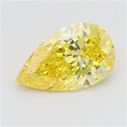 Picture of Lab Grown Diamond 1.32 Carats, Pear with  Cut, Fancy Vivid Yellow Color, VVS1 Clarity and Certified by IGI