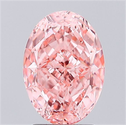 Picture of Lab Grown Diamond 3.01 Carats, Oval with  Cut, Fancy Vivid Pink Color, VVS2 Clarity and Certified by IGI