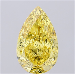 Picture of Lab Grown Diamond 6.60 Carats, Pear with  Cut, Fancy Vivid Yellow Color, VS2 Clarity and Certified by IGI