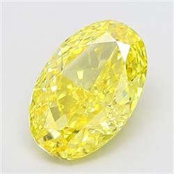 Picture of Lab Grown Diamond 5.12 Carats, Oval with  Cut, Fancy Vivid Yellow Color, VS1 Clarity and Certified by IGI