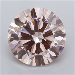 Picture of Lab Grown Diamond 3.94 Carats, Round with Ideal Cut, Fancy Pink Color, VVS2 Clarity and Certified by IGI