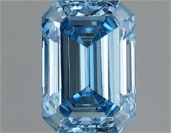 Picture of Lab Grown Diamond 1.27 Carats, Emerald with  Cut, Fancy Vivid Blue Color, VS2 Clarity and Certified by IGI