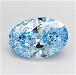 Picture of Lab Grown Diamond 3.10 Carats, Oval with  Cut, Fancy Vivid Blue Color, VVS1 Clarity and Certified by IGI