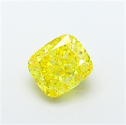Picture of Lab Grown Diamond 1.41 Carats, CUSHION MODIFIED with  Cut, Fancy Vivid Yellow Color, VVS1 Clarity and Certified by IGI