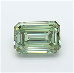 Picture of Lab Grown Diamond 3.04 Carats, Emerald with  Cut, Fancy Vivid Green Color, VVS2 Clarity and Certified by IGI