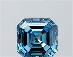 Picture of Lab Grown Diamond 1.24 Carats, Asscher with  Cut, Fancy Vivid Blue Color, VVS2 Clarity and Certified by IGI