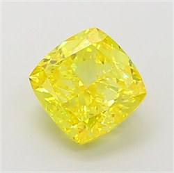 Picture of Lab Grown Diamond 1.53 Carats, CUSHION MODIFIED with  Cut, Fancy Vivid Yellow Color, VS1 Clarity and Certified by IGI