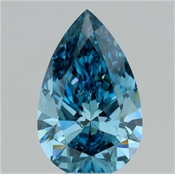 Picture of Lab Grown Diamond 3.50 Carats, Pear with  Cut, Fancy Vivid Blue Color, VS1 Clarity and Certified by IGI