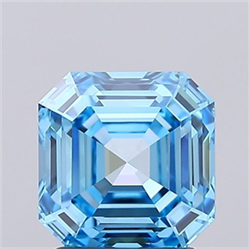 Picture of Lab Grown Diamond 2.06 Carats, Asscher with  Cut, Fancy Vivid Blue Color, VVS2 Clarity and Certified by IGI