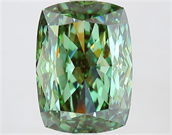 Picture of Lab Grown Diamond 4.05 Carats, CUSHION MODIFIED with  Cut, Fancy Vivid Green Color, VVS2 Clarity and Certified by IGI