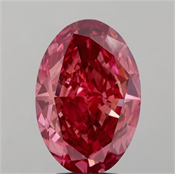 Picture of Lab Grown Diamond 6.04 Carats, Oval with  Cut, Fancy Vivid Pink Color, VS1 Clarity and Certified by IGI