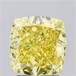 Picture of Lab Grown Diamond 3.03 Carats, CUSHION MODIFIED with  Cut, Fancy Intense Yellow Color, VS2 Clarity and Certified by IGI