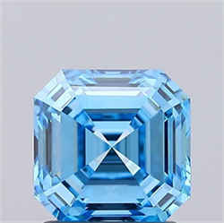 Picture of Lab Grown Diamond 1.54 Carats, Asscher with  Cut, Fancy Vivid Blue Color, VVS2 Clarity and Certified by IGI