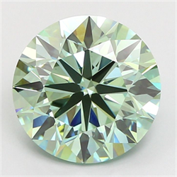 Picture of Lab Grown Diamond 4.48 Carats, Round with Excellent Cut, Fancy Vivid Green Color, VS1 Clarity and Certified by IGI