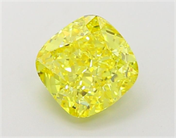 Picture of Lab Grown Diamond 2.01 Carats, CUSHION MODIFIED with  Cut, Fancy Vivid Yellow Color, VS1 Clarity and Certified by IGI