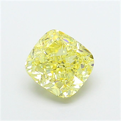 Picture of Lab Grown Diamond 1.75 Carats, CUSHION MODIFIED with  Cut, Fancy Intense Yellow Color, VS1 Clarity and Certified by IGI