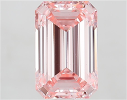 Picture of Lab Grown Diamond 3.05 Carats, Emerald with  Cut, Fancy Vivid Pink Color, VS1 Clarity and Certified by IGI