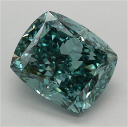 Picture of Lab Grown Diamond 3.12 Carats, CUSHION MODIFIED with  Cut, Fancy Vivid Green Color, VS1 Clarity and Certified by IGI