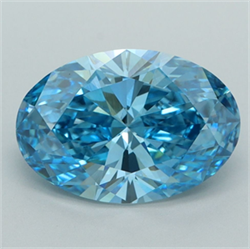 Picture of Lab Grown Diamond 3.12 Carats, Oval with  Cut, Fancy Vivid Blue Color, VS1 Clarity and Certified by IGI