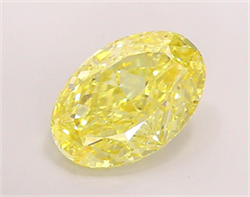 Picture of Lab Grown Diamond 4.07 Carats, Oval with  Cut, Fancy Vivid Yellow Color, VS2 Clarity and Certified by IGI