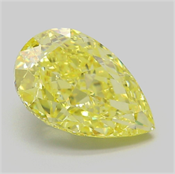 Picture of Lab Grown Diamond 4.11 Carats, Pear with  Cut, Fancy Intense Yellow Color, VVS2 Clarity and Certified by IGI