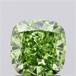 Picture of Lab Grown Diamond 1.74 Carats, CUSHION MODIFIED with  Cut, Fancy Vivid Green Color, VS1 Clarity and Certified by IGI