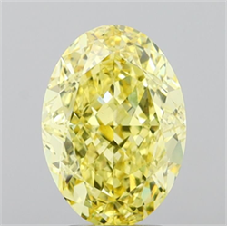 Picture of Lab Grown Diamond 4.10 Carats, Oval with  Cut, Fancy Vivid Yellow Color, VS1 Clarity and Certified by IGI