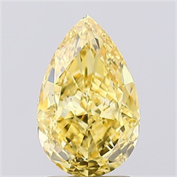 Picture of Lab Grown Diamond 2.09 Carats, Pear with  Cut, Fancy Vivid Yellow Color, VS1 Clarity and Certified by IGI