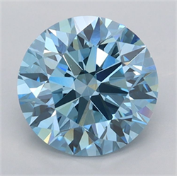 Picture of Lab Grown Diamond 2.05 Carats, Round with Ideal Cut, Fancy Vivid Blue Color, VVS1 Clarity and Certified by IGI