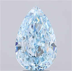 Picture of Lab Grown Diamond 4.85 Carats, Pear with  Cut, Fancy Intense Blue Color, VS2 Clarity and Certified by IGI