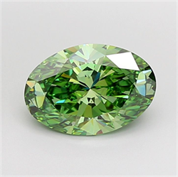 Picture of Lab Grown Diamond 3.25 Carats, Oval with  Cut, Fancy Vivid Green Color, VVS1 Clarity and Certified by IGI