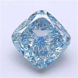 Picture of Lab Grown Diamond 3.12 Carats, CUSHION MODIFIED with  Cut, Fancy Vivid Blue Color, VVS2 Clarity and Certified by IGI