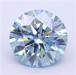 Picture of Lab Grown Diamond 1.75 Carats, Round with Ideal Cut, Fancy Vivid Blue Color, VVS2 Clarity and Certified by IGI
