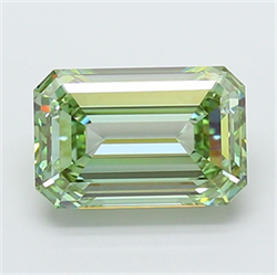 Picture of Lab Grown Diamond 5.10 Carats, Emerald with  Cut, Fancy Vivid Green Color, VVS1 Clarity and Certified by IGI