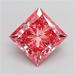 Picture of Lab Grown Diamond 6.00 Carats, Princess with  Cut, Fancy Vivid Pink Color, VS1 Clarity and Certified by IGI