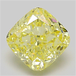 Picture of Lab Grown Diamond 2.10 Carats, CUSHION MODIFIED with  Cut, Fancy Intense Yellow Color, VS1 Clarity and Certified by IGI