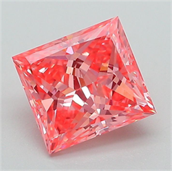 Picture of Lab Grown Diamond 1.58 Carats, Princess with  Cut, Fancy Vivid Pink Color, VVS2 Clarity and Certified by IGI